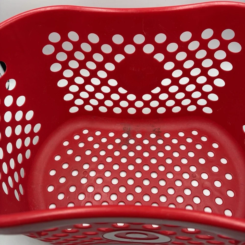 Target Full Size Basket Gray Handle Red Bullseye Logo Shopping Storage 18x11